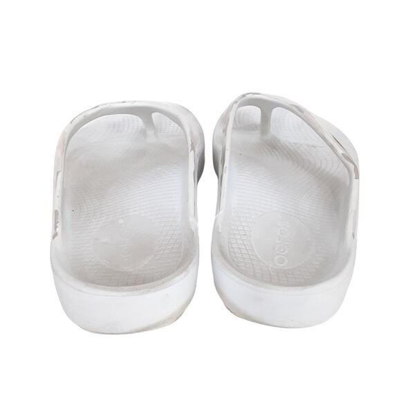 Oofos Recovery Sandals White Camo Flip Flops Thong Sandal Womens 6 Running - Picture 4 of 7